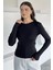 Kadın Bisiklet Yaka Fitilli Triko Kazak P-00018490 1