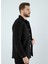 Erkek Slim Fit Düğmeli Yaka Çift Cepli Düz Siyah Polar Erkek Gömlek 3