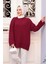 Bordo Tesettür Triko Kazak Tunik 70012BR 1
