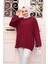 Bordo Tesettür Triko Kazak Tunik 70012BR 2