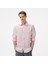 Erkek Pembe Classic Fit Çizgili Keten Gömlek 1