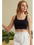 Kadın Siyah Kalın Askılı Crop Top Büstiyer 10
