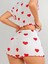 Zengezur Kadın Beyaz Kırmızı Kalp Desenli Şortlu Gecelik Takım 5023 2