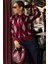 Bordo Baklava Desenli Polo Yaka Kadın Hırka MG2478 1