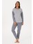 Kadın Gri Melanj Pijama Takım 50318875-VR086 4