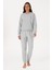 Kadın Gri Melanj Pijama Takım 50318820-VR086 4