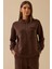 Kadın Boncuk Detaylı Fermuarlı Sweatshirt 0003 Kahverengi 3