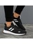 Unisex Bağcıklı Triko Poli Taban Spor Ayakkabı-Siyah-Beyaz 4