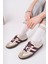 Bağcıklı Unisex Spor Sneaker Ayakkabı-Bej-Bordo 5