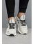 Unisex Bağcıklı Triko Poli Taban Spor Ayakkabı-Buz-Siyah 2