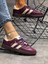 Bağcıklı Unisex Spor Sneaker Ayakkabı-Bordo-Bej 1