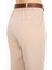 Kemerli Arka Lastikli Tek Pileli Bej Double Paça Kadın Pantolon 4