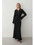 Siyah Düğme Detaylı Uzun Elbise - 1725 1