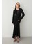 Siyah Düğme Detaylı Uzun Elbise - 1725 5