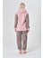 Kışlık Yaprak Desenli Kapüşonlu ve Kanguru Cepli Ikili Polar Peluş Pijama Takım 3