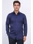 Slim Fit Saten Italyan Yaka Lacivert Gömlek 1