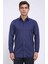 Slim Fit Saten Italyan Yaka Lacivert Gömlek 2