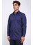 Slim Fit Saten Italyan Yaka Lacivert Gömlek 3