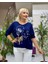 YG5810 Baskılı Italyan Triko Bluz Lacivert 3