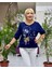 YG5810 Baskılı Italyan Triko Bluz Lacivert 4