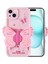 Apple iPhone 15 Plus Kılıf Kamera Korumalı Figür Tasarımlı Senk Kapya Kapak-Pembe Açık 1