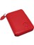 Hakiki Deri Kağıt Para ve Bol Kart Bölmeli Fermuarlı Unisex Cüzdan - Kırmızı 2