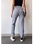 Kadın Gri Kışlık Kalın Içi Polarlı Yüksek Bel Paçası Lastikli Basic Jogger Eşofman Altı 4