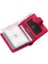Hakiki Deri Kağıt Para ve Şeffaf Bol Kart Bölmeli Patlı Unisex Kartlık Cüzdan - Kırmızı 3