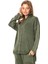 Uzun Kol Kapüşonlu Fileli Sonbahar ve Kışlık Triko Bluz Haki Hk 5