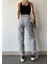 Kadın Gümüş Gri Kışlık Kalın Içi Polarlı Yüksek Bel Paçası Lastikli Basic Jogger Eşofman Altı 5