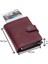 Bozuk Para ve Bol Kart Bölmeli Unisex Eskitme Hakiki Deri Mekanizmalı Kartlık - Bordo 1