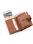 Hakiki Eskitme Deri Mekanizmalı, Kağıt Para Bölmeli ve Patlı Unisex Cüzdan Kartlık - Taba 4