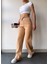 Kadın Bej Içi Polarlı Kışlık Bağcıklı Yüksek Bel Bol Paça Eşofman Altı 4