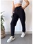 Kadın Siyah Kışlık Kalın Içi Polarlı Yüksek Bel Paçası Lastikli Basic Jogger Eşofman Altı 6