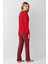 3514 Anne&kız Uzun Kollu Bisiklet Yaka Pijama Takımı-Kırmızı 5