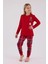 3512 Anne&kız Uzun Kollu Bisiklet Yaka Pijama Takımı-Kırmızı 6