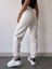 Kadın Beyaz Kışlık Kalın Içi Polarlı Yüksek Bel Paçası Lastikli Basic Jogger Eşofman Altı 3