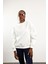Beyaz Parçalı Basic Sweatshirt 3408 1