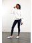 Beyaz Parçalı Basic Sweatshirt 3408 2
