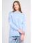 Çetinkaya Fithit 2321 Kadın Bisiklet Yaka Akrilik Simli Jakarlı Triko Kazak Açık Mavi 1