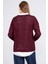 2350 Kadın Bisiklet Yaka Akrilik Ajur Triko Kazak Bordo 4