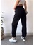 Kadın Siyah Kışlık Kalın Içi Polarlı Yüksek Bel Paçası Lastikli Basic Jogger Eşofman Altı 4