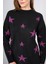 Çetinkaya Fithit 2321 Kadın Bisiklet Yaka Akrilik Simli Jakarlı Triko Kazak Siyah 3