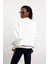 Beyaz Parçalı Basic Sweatshirt 3408 5