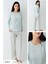 9050 Kadın Uzun Kollu Bisiklet Yaka Pijama Takımı-Nil 1