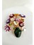 Altın Sarısı Kuş ve Inci Detay Renkli Saksıda Çiçek Broş (6cm) 1