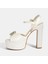 Kadın Beyaz Ayarlanabilir Tokalı Taşlı Topuklu Gelin Ayakkabısı 3
