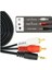 3 Metre - 3.5mm Stereo Aux Erkek To 2 Rca Ses Hoparlör Kablosu- Altın Uç 3