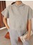 Kadın Gri Melanj Ay Kol Kapüşonlu Relaxed Kalıp Örme Crop Sweatshirt 3