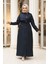Düğmeli Lacivert Tesettür Trençkot 62231L 1